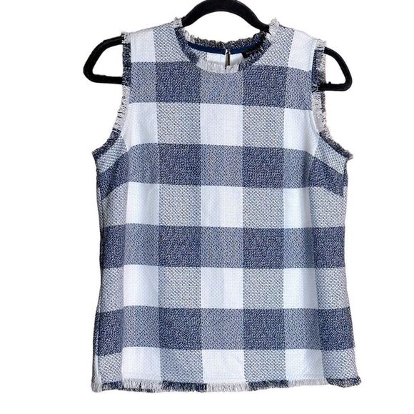Banana Republic Blue and White Sleeveless Top Size Small 📦 - Picture 1 of 10